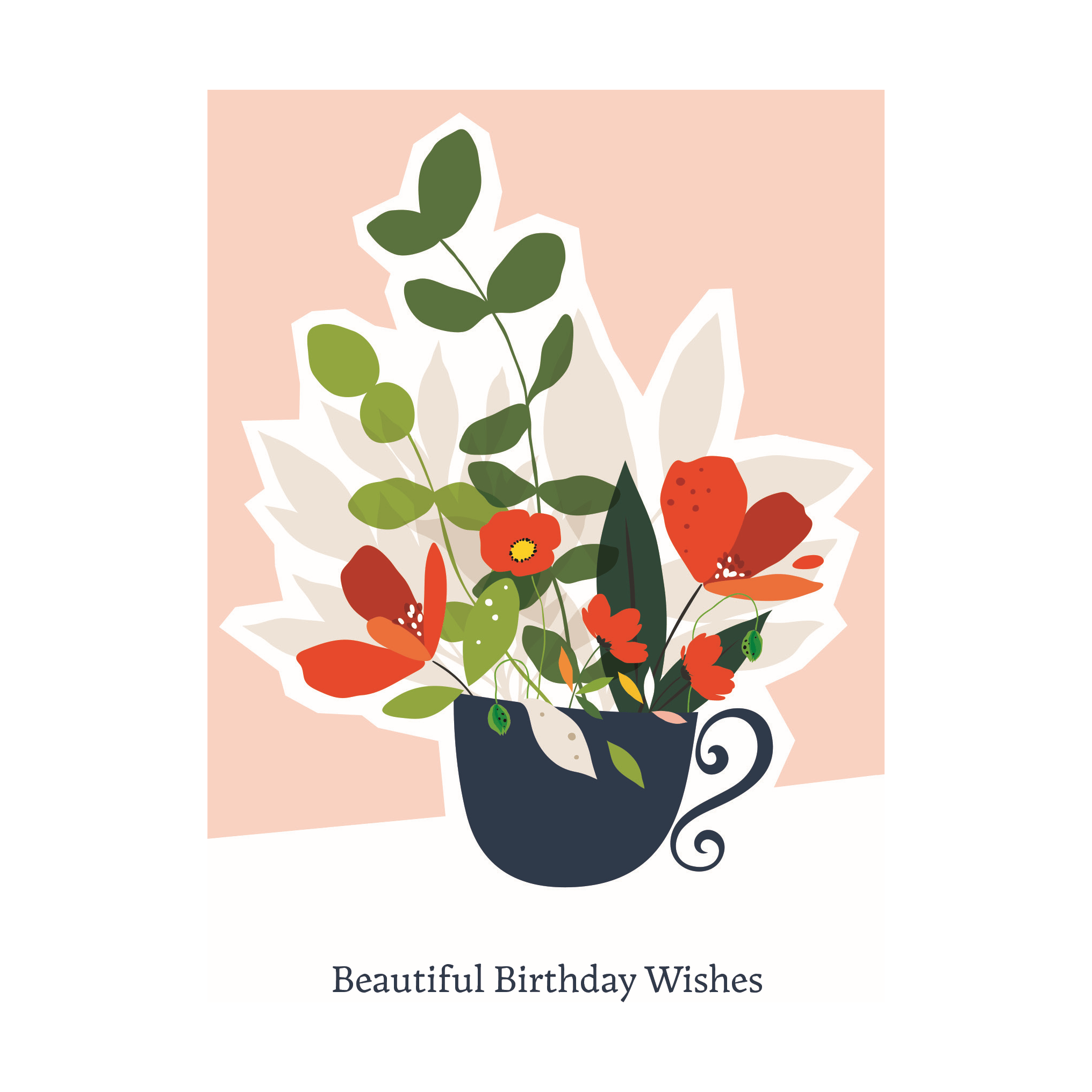 Pictura graphic flower mug birthday card with colorful floral design, suitable for everyday occasions and celebrations.